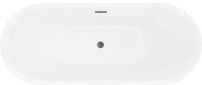 Mexen Lotos, voľne stojaca vaňa 160 x 75 cm, biela, prepad brúsený grafit, 52051607700-66