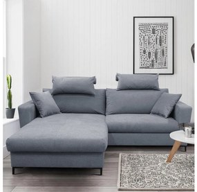 Rozkladacia rohová sedacia súprava HORTA v tvare L, ľavé prevedenie, tmavosivá