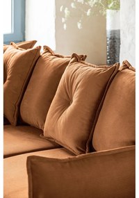 Menčestrová rozkladacia rohová pohovka v tehlovej farbe (ľavý roh/do "U") Lazy Lukka – Miuform