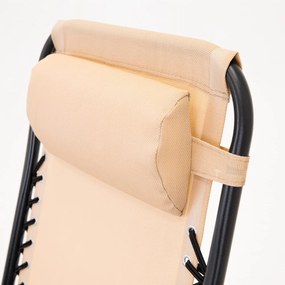 Záhradné ležadlo s držiakom na nápoje, béžové