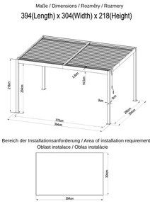 ZÁHRADNÉ KOMBO bioklimatická pergola s lamelami BestBerg BBP-12G + záhradný jedálenský set 6+1 BestBerg BBGF-53B