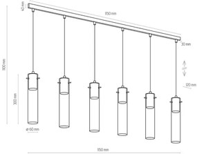 Luster na lanku LOOK GRAPHITE 6xGU10/10W/230V