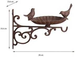 Nástenné napájadlo pre vtáky Bill, 23,5x28 cm, liatina, hnedá