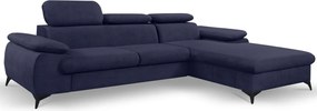 Rohová sedacia súprava Scala, tmavo modrá látka, pravý roh