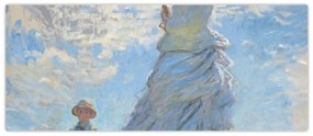 Obraz - Claude Monet, Woman with a Parasol - Madame Monet and Her Son, reprodukcia (120x50 cm)