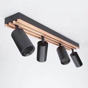 Brilagi - Bodové svietidlo SELE WOOD ACOUSTIC 4xGU10/30W/230V čierna/drevo