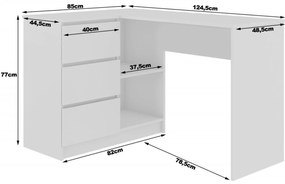 Počítačový stô B16 ľavý sonoma/biely