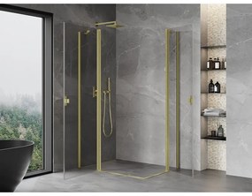 Mexen, Mexen Mist Duo výklopný sprchový kút 115 x 85 cm, transparentný, brúsené zlato - 8A4-115-085-55-00