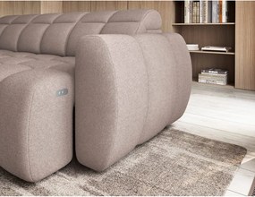 Svetlohnedá rozkladacia/s úložným priestorom rohová pohovka z textílie buklé (ľavý roh/do L) Falconn – ELTAP