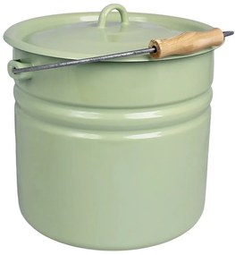 Zelené smaltované vedro s vekom Emil´s Enamel Green - Ø 28*27 cm / 12L