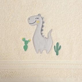 Detská bavlnená osuška BABY40 Dino 50x90 cm krémová