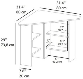 Pracovný stôl CORNER 73,8x80 cm hnedá