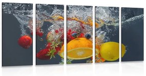 5-dielny obraz ovocie vo vode - 100x50