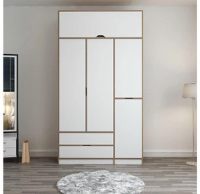 Šatníková skriňa Elenes (biela). Akcia -19%. Vlastná spoľahlivá doprava až k Vám domov. 1108096