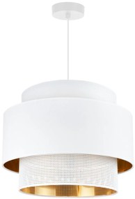 Závesné svietidlo Asti, 1x PVC/biele textilné tienidlo, (fi 40cm), g/c, w