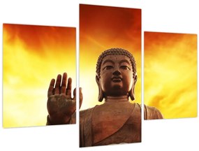 Obraz - Budha s červenožltým pozadím (90x60 cm)