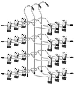 Sada 4-úrovňových kovových vešiakov na nohavice 3 ks