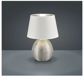 Biela stolová lampa z keramiky a tkaniny Trio Luxor, výška 35 cm