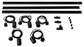 Moderný koľajnicový systém s 5 závesnými svetlami čierny 1-fázový - Iconic Cavalux