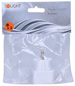 SOLIGHT Rozbočovač, 2 x 2,5A, biela