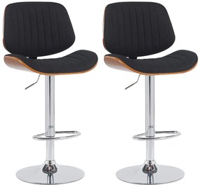 Design-Shop 2x Barová stoličkaClawson - látka, chróm rám - orech/čierna