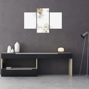 Obraz - Béžové kvety s motýľom N⁰2 (90x60 cm)