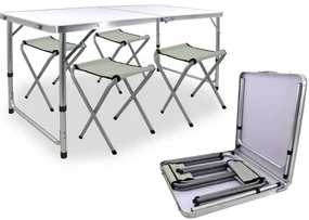 Bestent Kempingový stôl 120x60x70cm a 4 stoličky White
