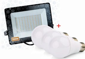 BERGE LED reflektor IVO-2 100W - neutrálna biela + 3x LED žiarovka ZADARMO!
