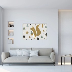 Obraz - Veverička s orieškom (90x60 cm)