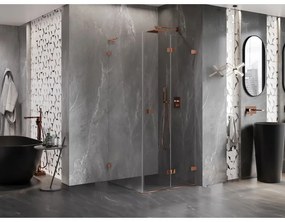 Mexen Lunar-F L, 1-krídlový sprchový kút so skladacími dverami, pravý, 70 x 70 cm, 8mm číre sklo, ružové zlato profil, 836L-070-070-60-00-P