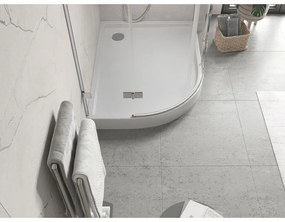 Mexen Flow+, štvrťkruhová asymetrická sprchová vanička, pravá, 100 x 90 cm, biela lesklá, 46Q109010RH