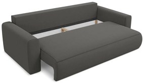 Tmavosivá zamatová rozkladacia/s úložným priestorom pohovka 238 cm Kapua – Makamii