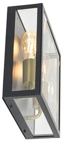 Vonkajšia nástenná lampa čierna a mosadzná 2-svetlo - Rotterdam