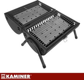 Turistický gril na drevené uhlie s poklopom