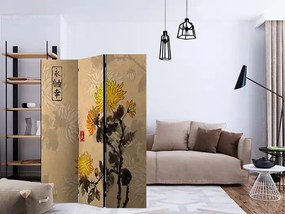 Paraván - Chrysanthemums [Room Dividers] Veľkosť: 135x172, Verzia: Obojstranný