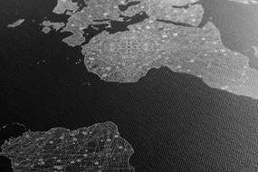 Obraz nočná čiernobiela mapa sveta - 120x60