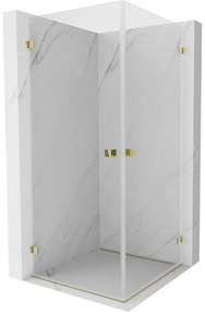 Mexen Lunar-B Duo, výklopný sprchový kút 95 x 95 cm, 8mm číre sklo, zlatý profil, 832-095L-095P-50-00