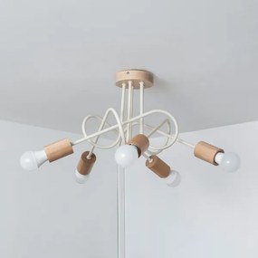 Prisadený luster OXFORD 5xE27/15W/230V borovica/krémová