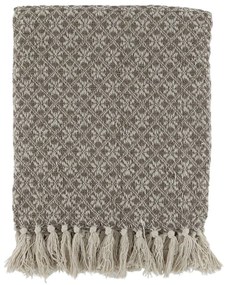 Béžový priadzový pléd so kvetinkami a strapcami Aix - 130*150 cm