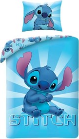 Modré bavlnené posteľné obliečky Stitch - motív z rozprávky Lilo & Stitch - 100% bavlna - 70 x 90 cm + 140 x 200 cm