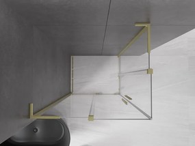 Mexen Velar L Duo, sprchový kút s posuvnými dverami 90 x 80 cm, 8mm číre sklo, zlatá matná, 871-090-080-02-03-55