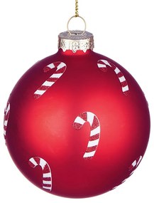 HANG ON Sklenená ozdoba Candy Cane 8 cm - červená