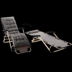 SKLADACIA ZÁHRADNÁ STOLIČKA S POLŠTÁROM, ŠEDÁ *6889