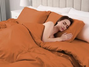 Biante Saténové posteľné obliečky ST-008 Škoricové Dvojlôžko francúzske 220x200 a 2ks 70x90 cm