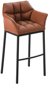 Barová stolička Damas B4 ~ koženka, čierny rám - Svetlo hnedá