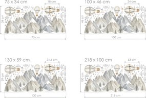 Skaly hory Nordic textilní prelepiteľné nálepky na stenu hárok 75 x 34 cm