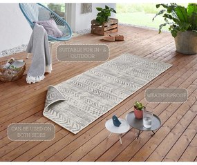 Sivo-krémový vonkajší koberec NORTHRUGS Biri, 80 x 350 cm