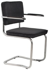 Sada 2 čiernych stoličiek s opierkami Zuiver Ridge Kink Rib