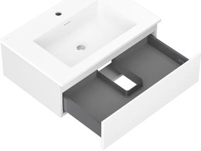 Mexen Orio, kúpeľňová skrinka 70 cm s umývadlom Otis, 1 zásuvka, biela matná, 91A10-07023-1-BF01-W18M01