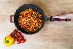 14-dielna prémiová súprava riadu s nepriľnavým mramorovým povrchom BestBerg BBN-1014BU / bordová
